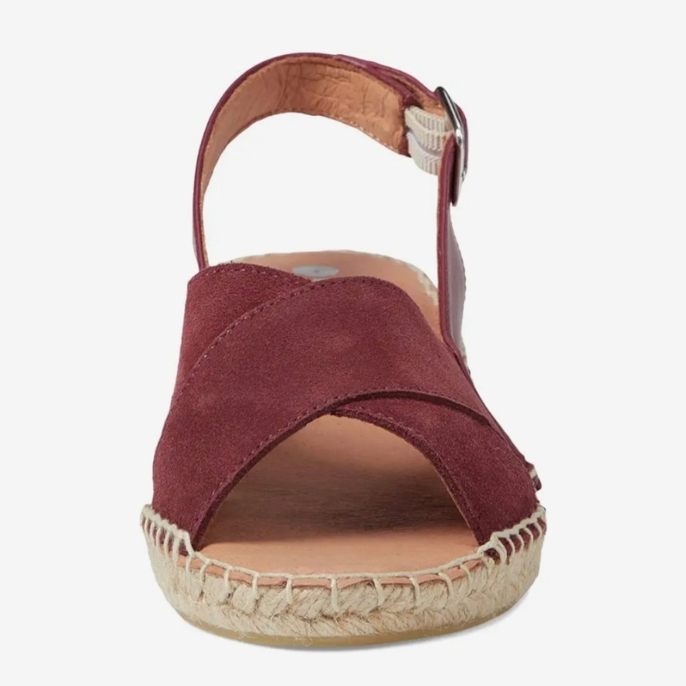 Eric Michael Wine Espadrille Wedge Sandal Suede & Leather Nwt Sz 40